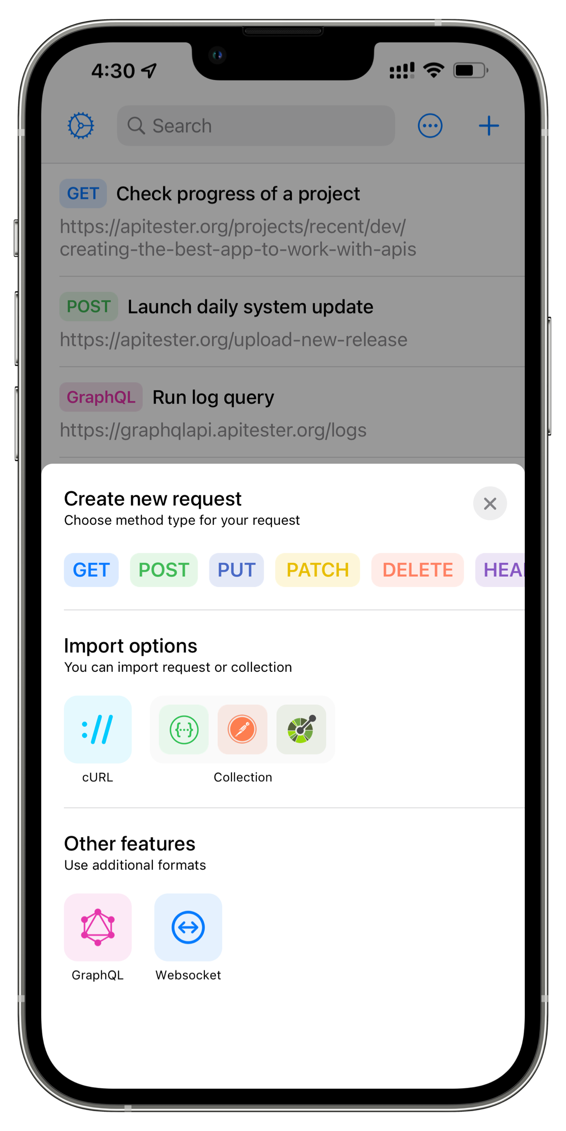 Create request API Tester